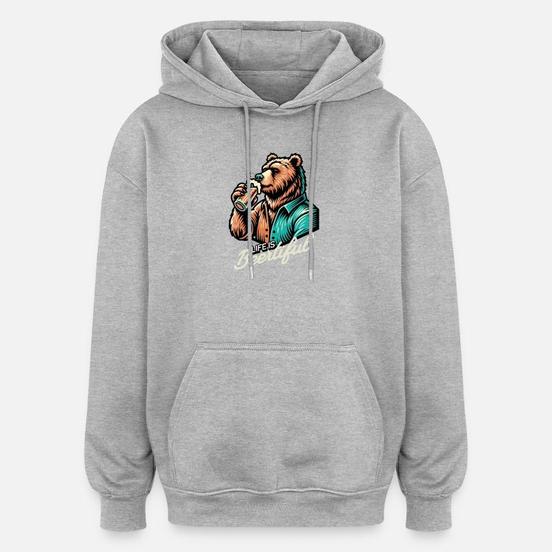 Vie de boisson - Sweat à capuche oversize unisexe - gris chiné