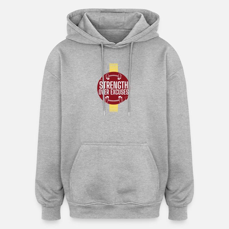 Force Surpasse les Excuses - Sweat à capuche oversize unisexe - gris chiné
