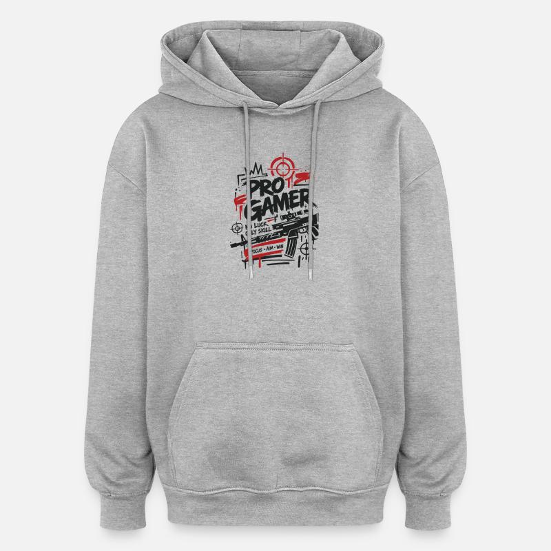 Gaming Lover Controller Graphics - Oversized Unisex Hoodie - heather grey