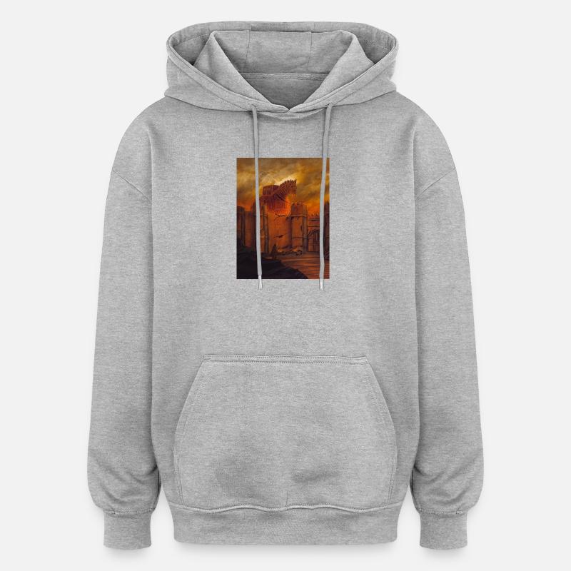 Le cheval de Troie à Muralla - Sweat à capuche oversize unisexe - gris chiné