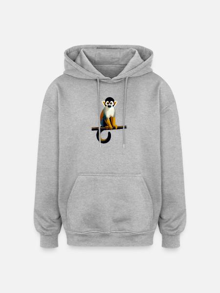 Singe écureuil - Sweat à capuche oversize unisexe - gris chiné