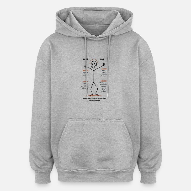 Das ist David - Oversized Unisex Hoodie - Grau meliert