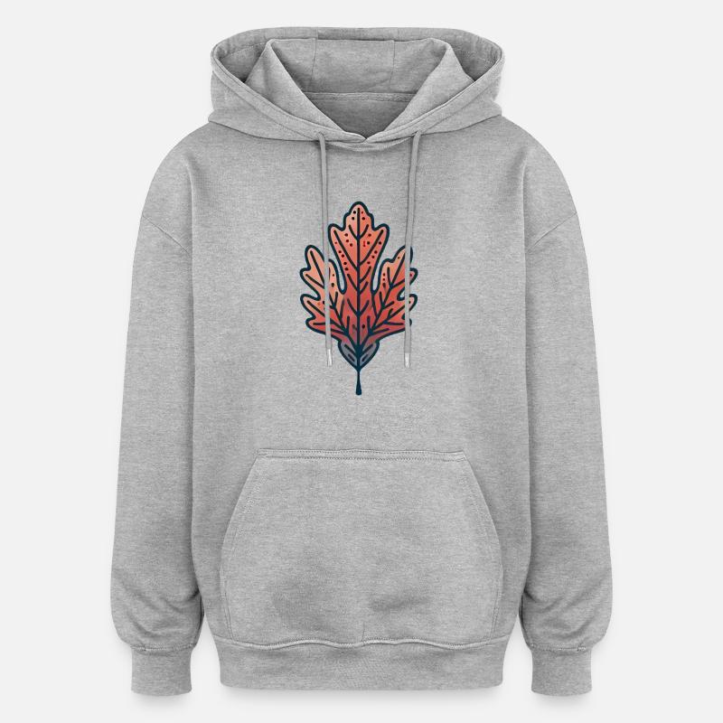 Rustikale Herbstblatt-Illustration - Oversized Unisex Hoodie - Grau meliert