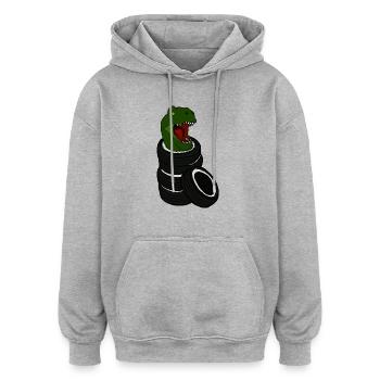 Tyrannosaurus Rex in Autoreifen T Rex Dino Umwelt - Oversized Unisex Hoodie - Grau meliert - Vorne - Noah (186cm)