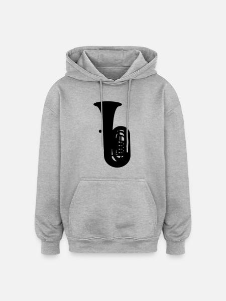 Tuba Silhouette - Oversized Unisex Hoodie - Grau meliert