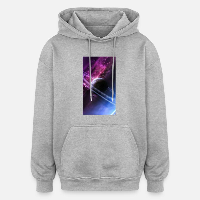 received galaxy - Sweat à capuche oversize unisexe - gris chiné