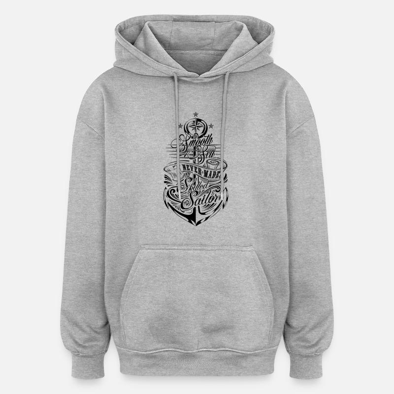 Anchor - Sweat à capuche oversize unisexe - gris chiné
