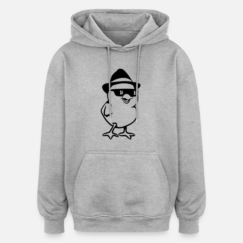 poussins doux - Sweat à capuche oversize unisexe - gris chiné