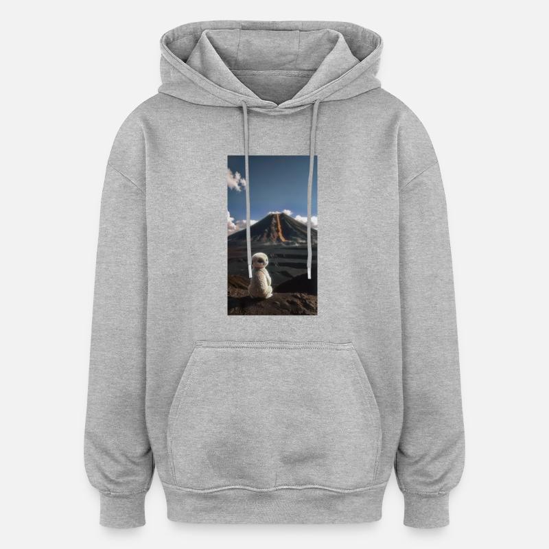 Animal mignon regardant un - Sweat à capuche oversize unisexe - gris chiné