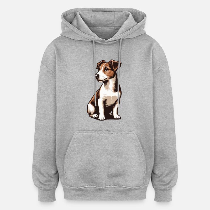 Jack Russell Terrier - Sweat à capuche oversize unisexe - gris chiné