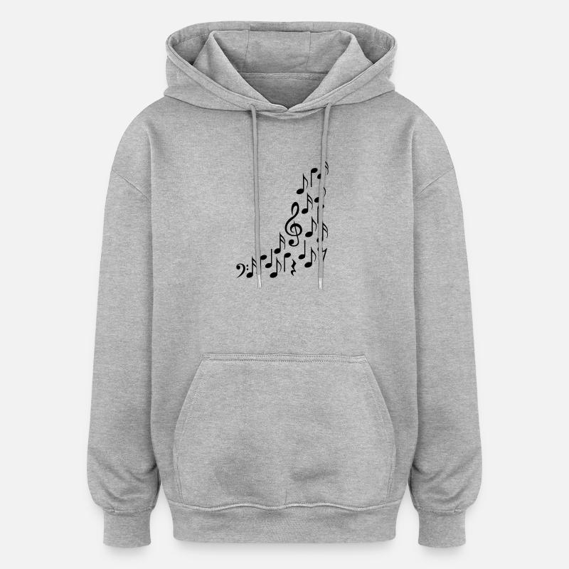 Notenschluessel et notes - Sweat à capuche oversize unisexe - gris chiné