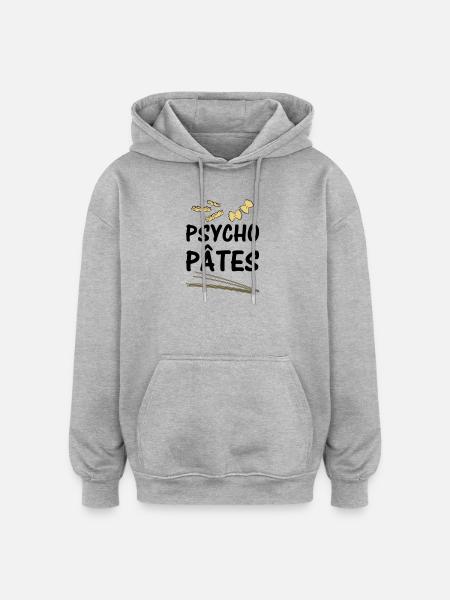 Psycho Pâtes - Sweat à capuche oversize unisexe - gris chiné