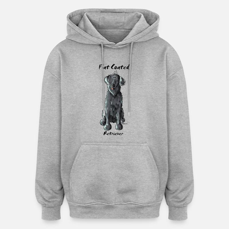 Witziger Flat Coated Retriever - Hund - Oversized Unisex Hoodie - Grau meliert