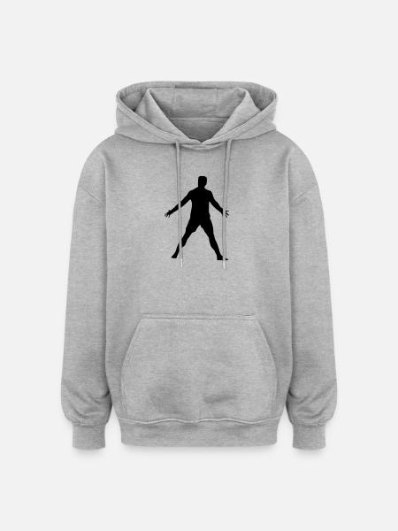 Cristiano pose - Sweat à capuche oversize unisexe - gris chiné