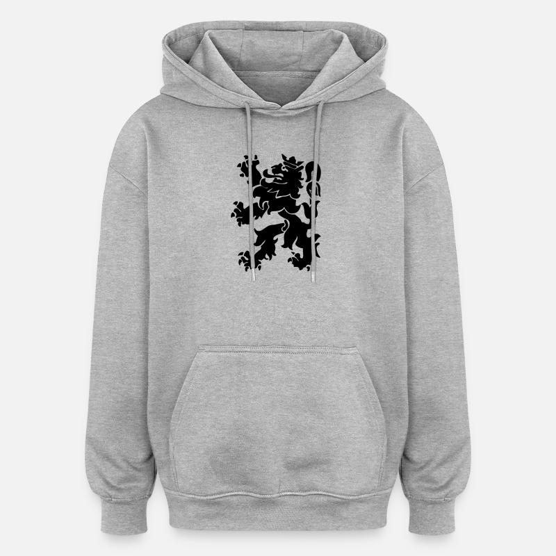 Lion lion Lowe León couronne - Sweat à capuche oversize unisexe - gris chiné