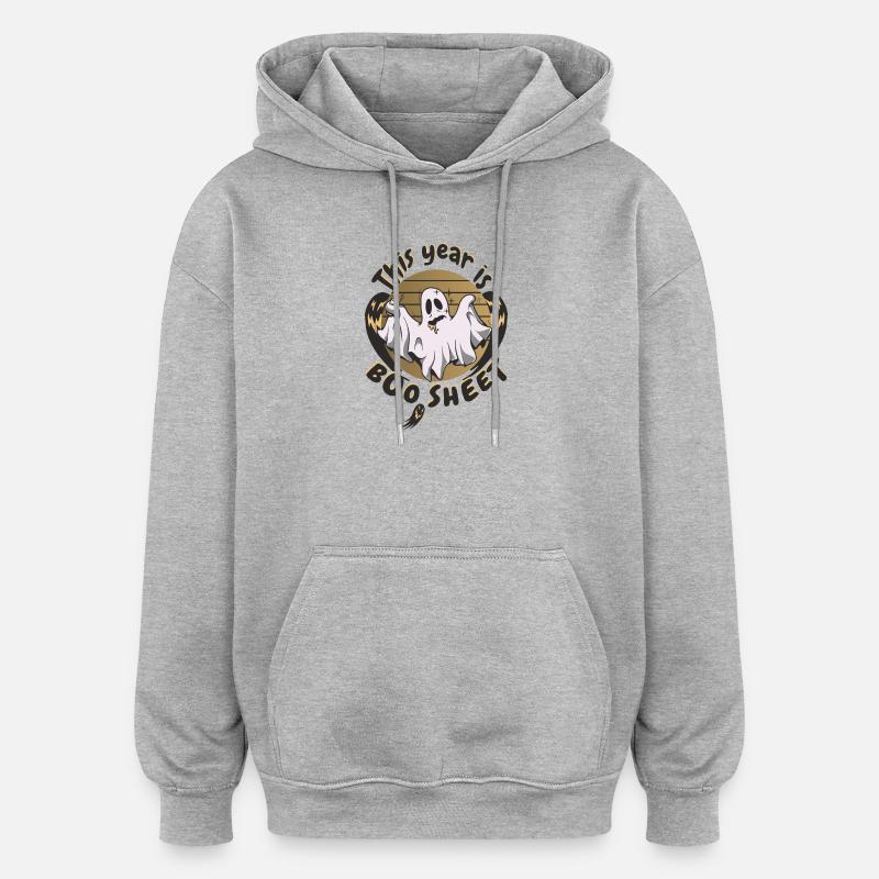 Cette année Boo is Bad - Sweat à capuche oversize unisexe - gris chiné