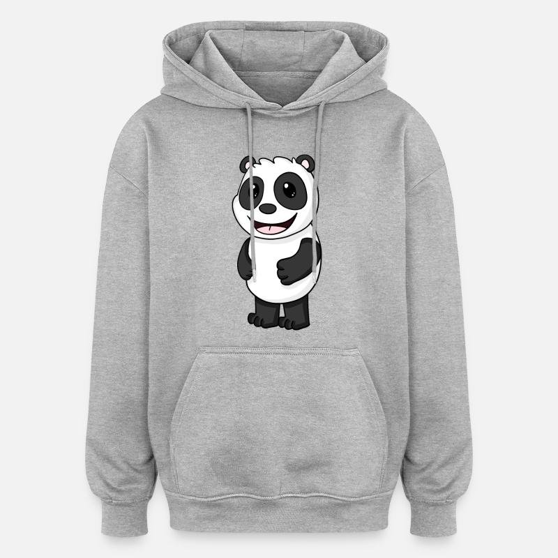 Panda Ours Mignon - Sweat à capuche oversize unisexe - gris chiné