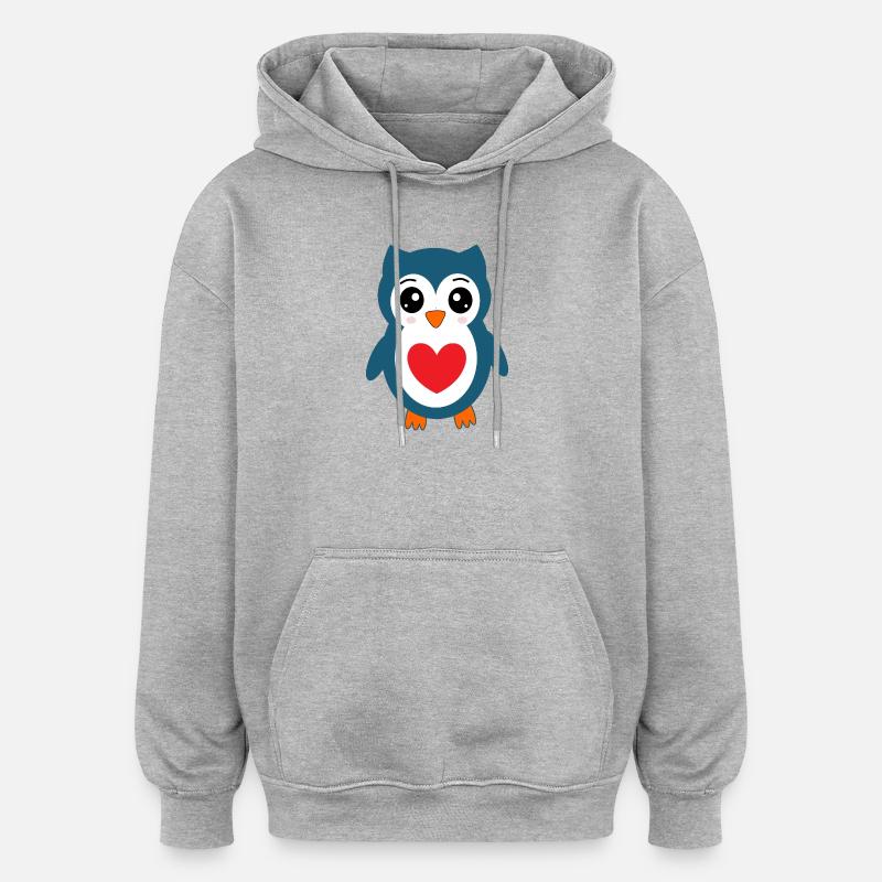 Eule blaue Eule  - Oversized Unisex Hoodie - Grau meliert