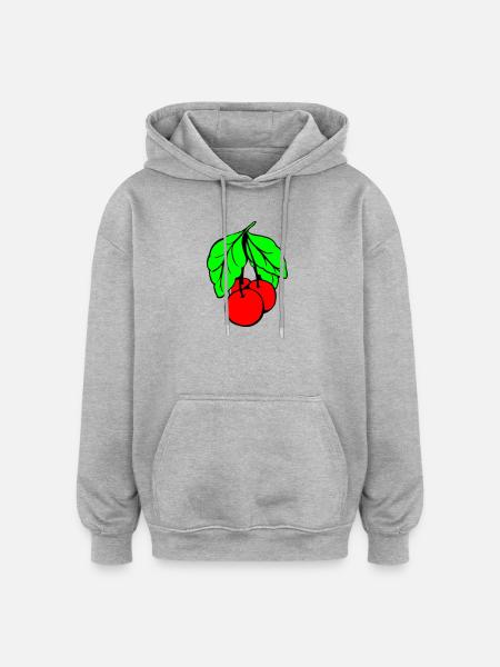 Cerises - Sweat à capuche oversize unisexe - gris chiné
