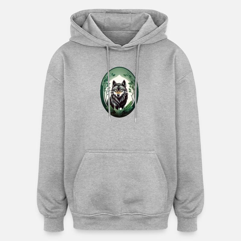 Loup habitant de la forêt - Sweat à capuche oversize unisexe - gris chiné