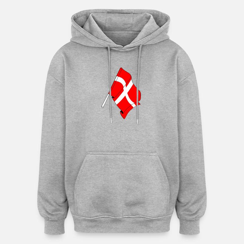 Flagge: Dänemark - Oversized Unisex Hoodie - Grau meliert