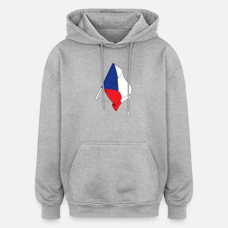 Drapeau de la République tchèque - Sweat à capuche oversize unisexe - gris chiné