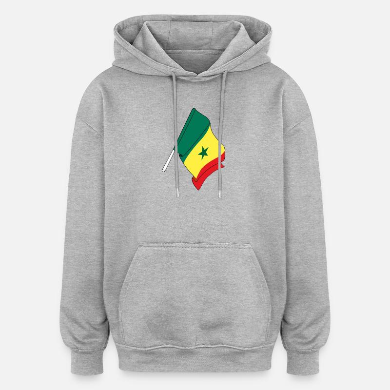 Drapeau du Sénégal - Sweat à capuche oversize unisexe - gris chiné