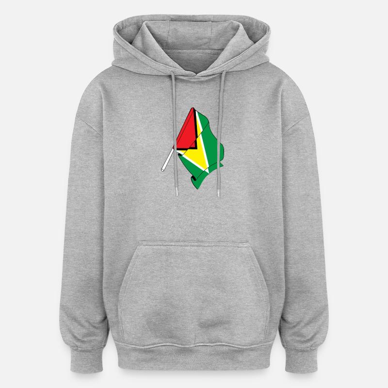 Drapeau de la Guyane - Sweat à capuche oversize unisexe - gris chiné