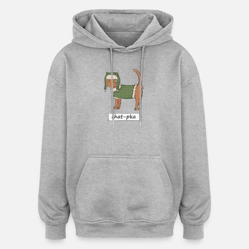 Chat-pka - Sweat à capuche oversize unisexe - gris chiné