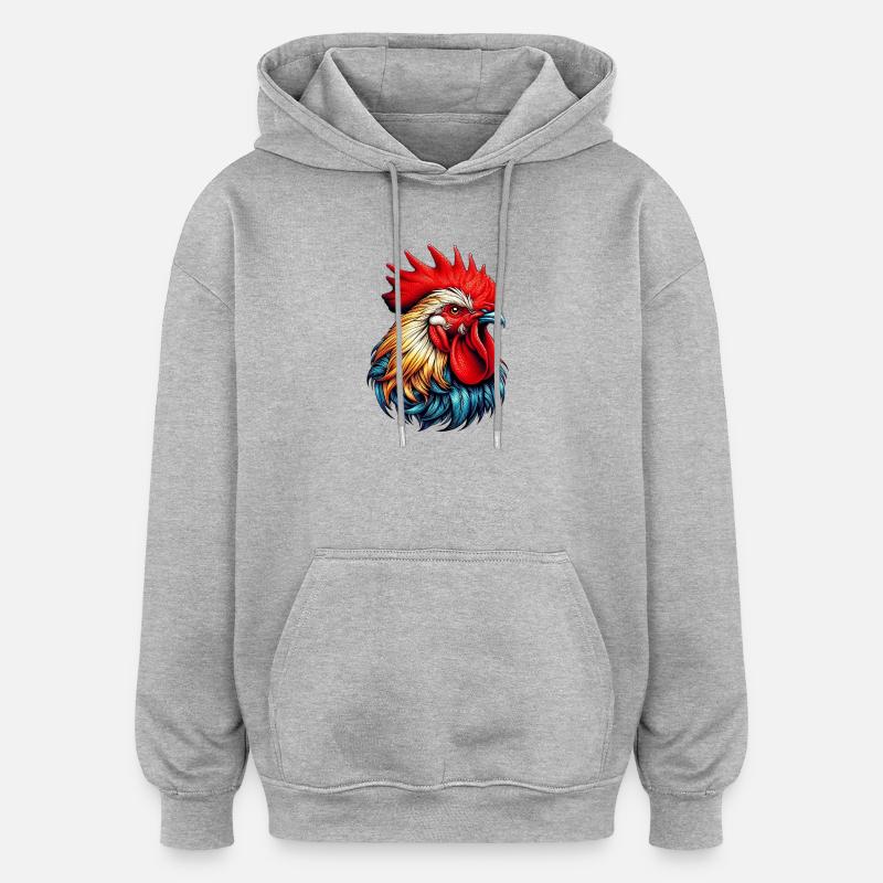 Coq Poule - Sweat à capuche oversize unisexe - gris chiné