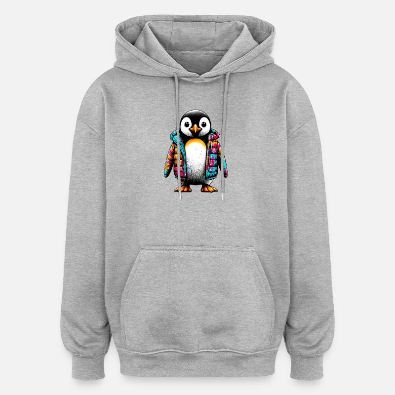Penguin with jacket jacket - Oversized Unisex Hoodie - heather grey