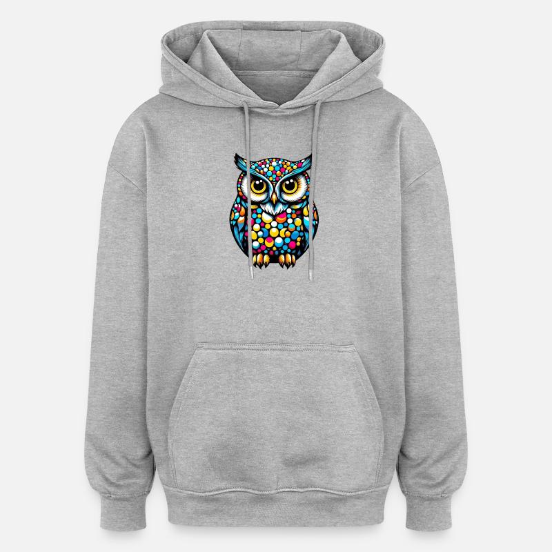 Hibou - Sweat à capuche oversize unisexe - gris chiné