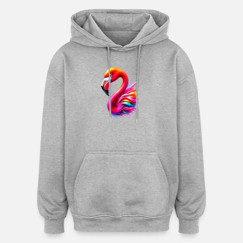Flamant - Sweat à capuche oversize unisexe - gris chiné