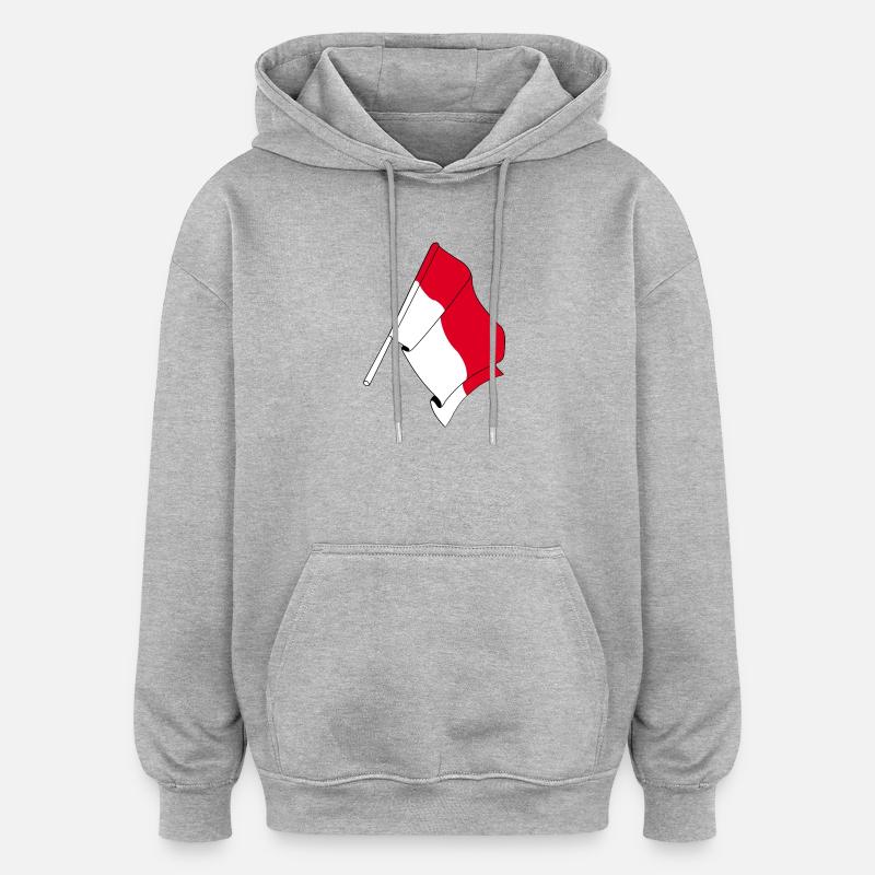 Drapeau Indonésie - Sweat à capuche oversize unisexe - gris chiné