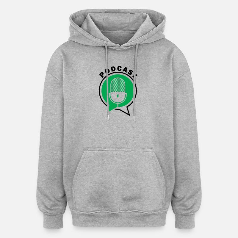Podcast Mikrofon Sprechblasen - Oversized Unisex Hoodie - Grau meliert