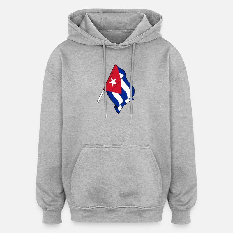 Drapeau de Cuba - Sweat à capuche oversize unisexe - gris chiné