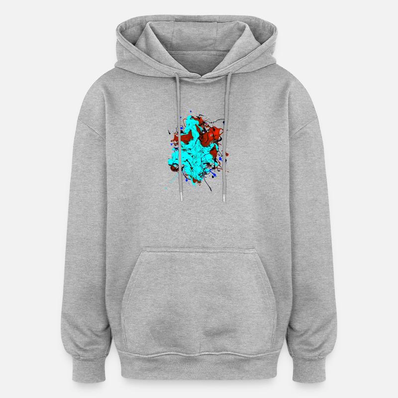 Rougeturquoise.Éclaboussure - Sweat à capuche oversize unisexe - gris chiné