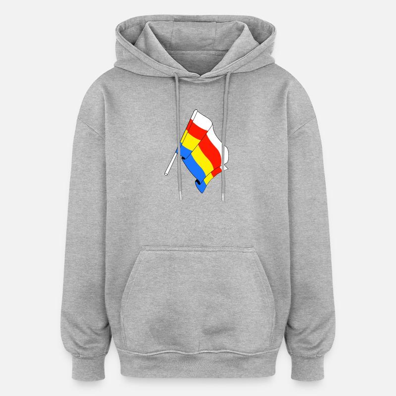 Drapeau : Podlaskie, Pologne - Sweat à capuche oversize unisexe - gris chiné