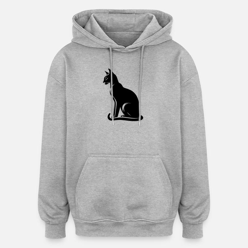 Chat abyssin - Sweat à capuche oversize unisexe - gris chiné