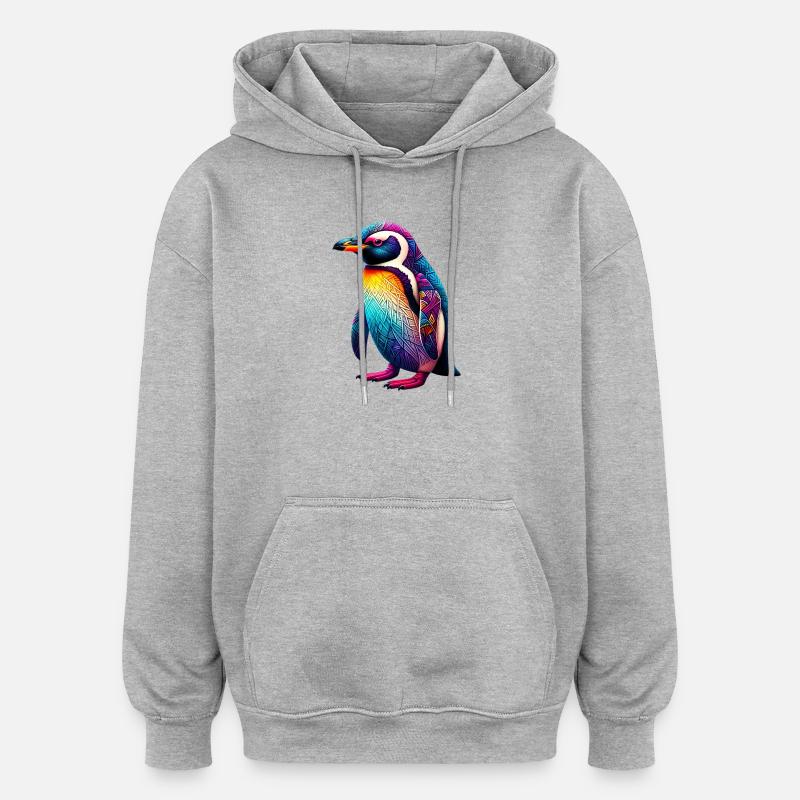 Pingouin - Sweat à capuche oversize unisexe - gris chiné