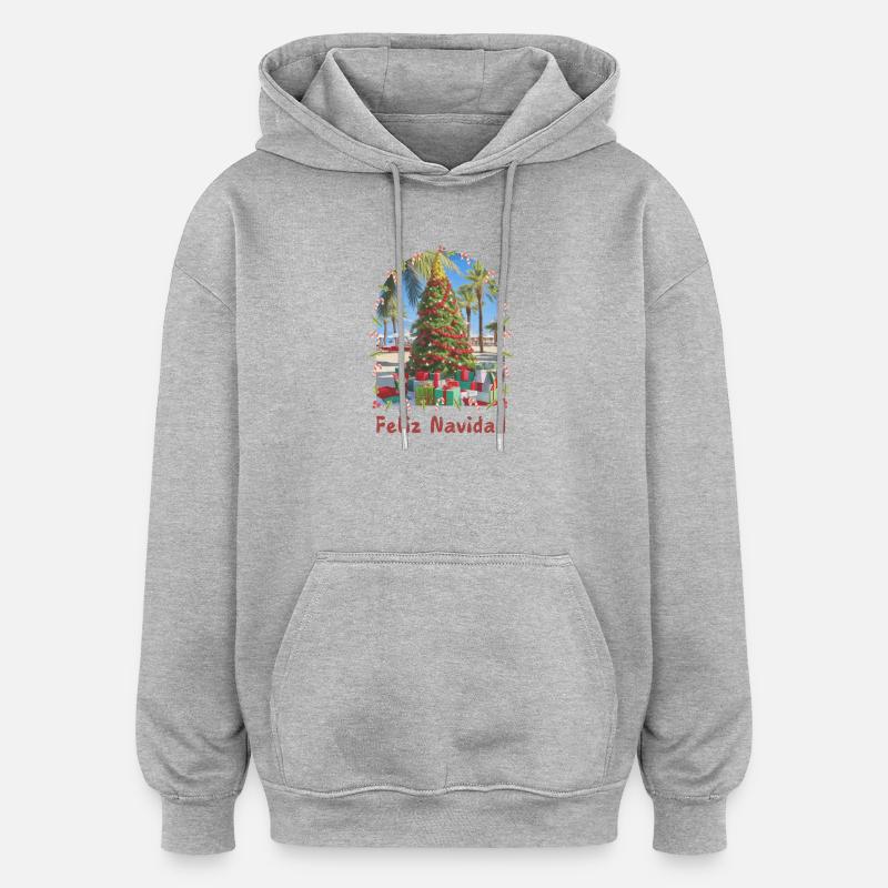 Feliz Navidad - Noël espagnol - Sweat à capuche oversize unisexe - gris chiné