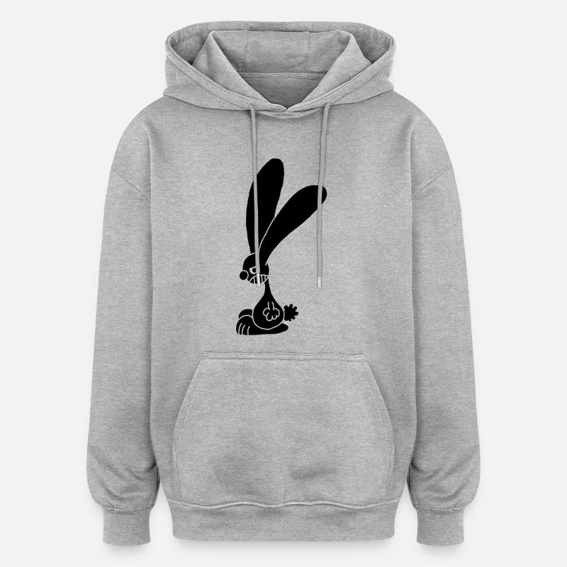 Grumpy Black Rabbit - Oversized Unisex Hoodie - heather grey