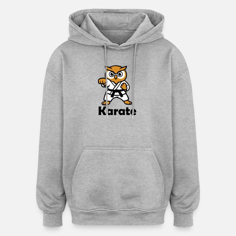 Karate Eule - Oversized Unisex Hoodie - Grau meliert