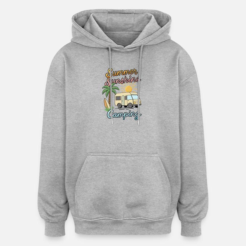 Camping au soleil d’été - Sweat à capuche oversize unisexe - gris chiné