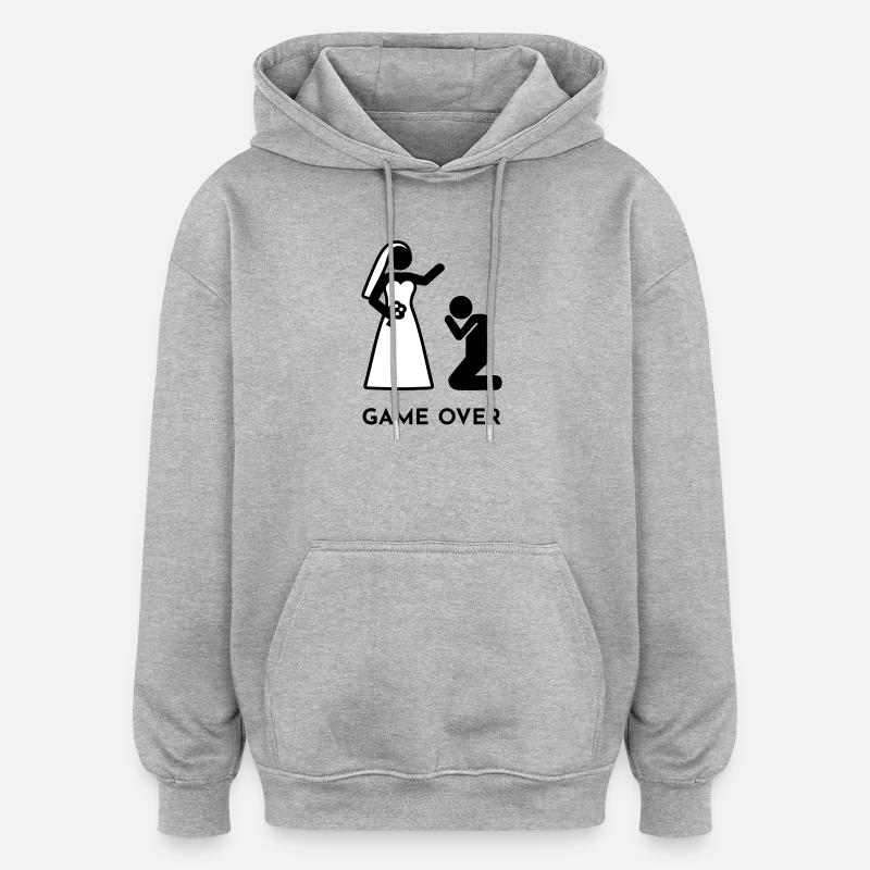 Mariage - Game over - Sweat à capuche oversize unisexe - gris chiné