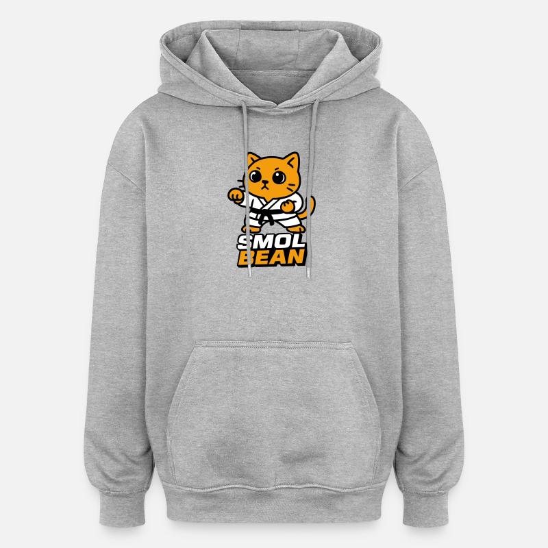 Combattants de chats dans le dojo - Sweat à capuche oversize unisexe - gris chiné