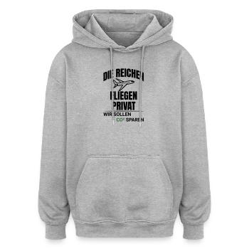 Abstraktes CO2 Klimaschutz Design - Oversized Unisex Hoodie - Grau meliert - Vorne - Noah (186cm)