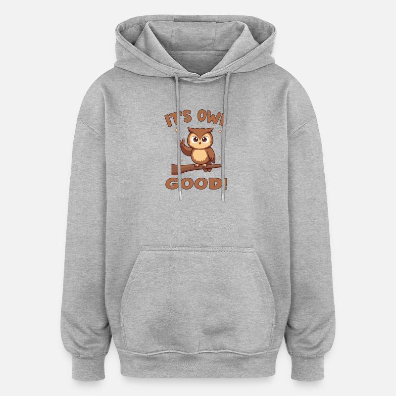 Hibou mignon avec message encourageant - Sweat à capuche oversize unisexe - gris chiné