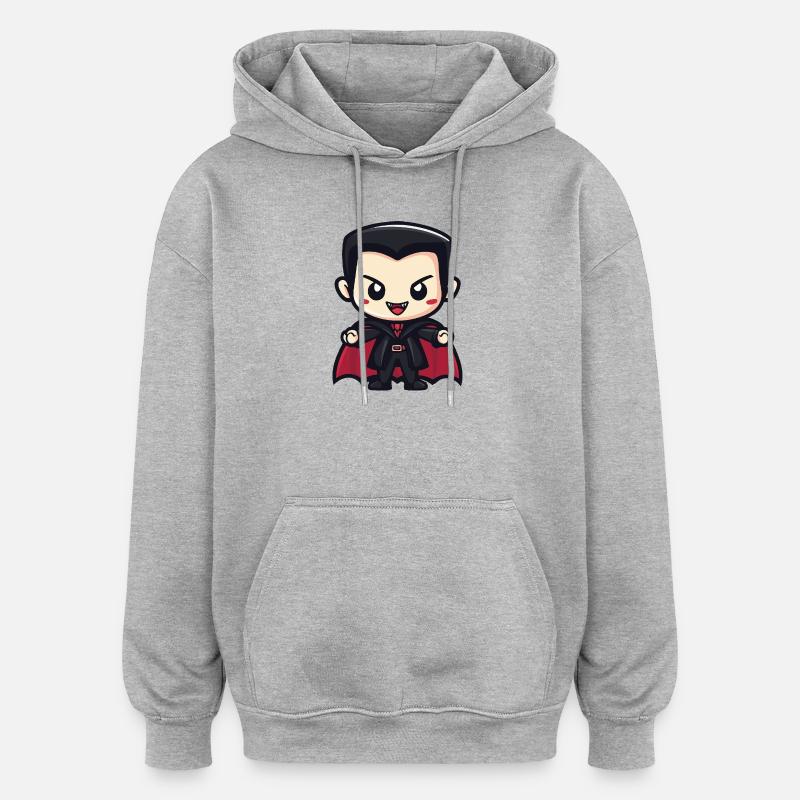 Vampir Halloween Niedlich Comic - Oversized Unisex Hoodie - Grau meliert