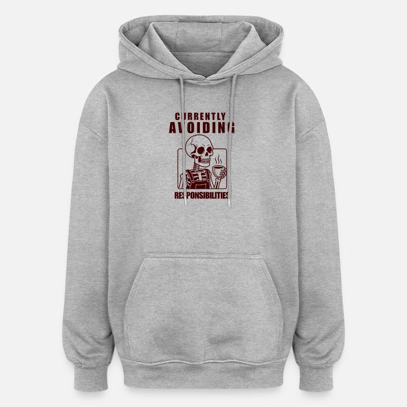 Skeleton Avoiding Responsibilities Design - Oversized Unisex Hoodie - Grau meliert
